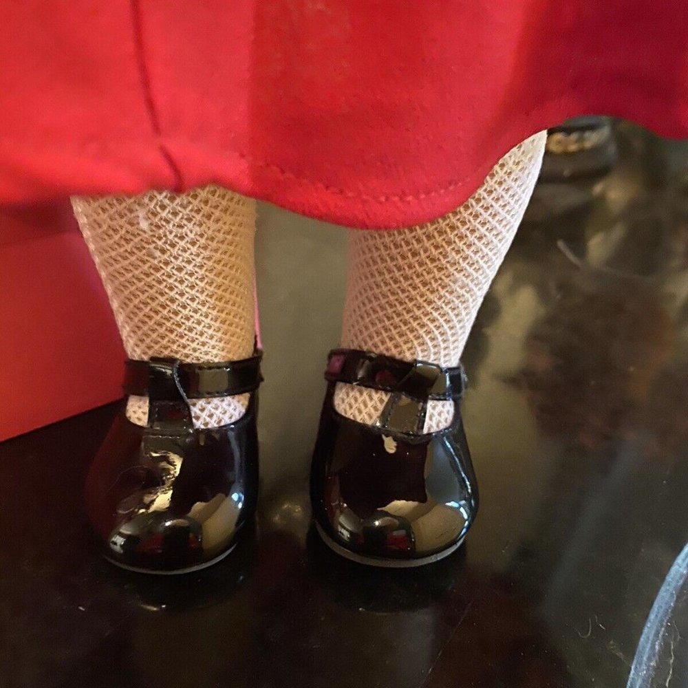 NO DOLL America Girl Kit Red Holiday Outfit Complete Dress Tights Shoes Bow Pin - Picture 4 of 4